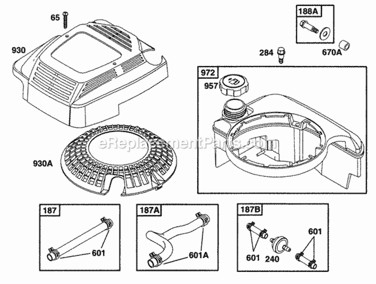 Fuel Tank Grp Diagram and Parts List for 12M802-0650-01  Briggs and Stratton Engine